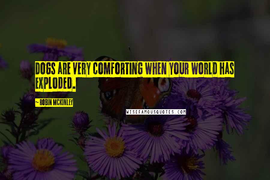 Robin McKinley Quotes: Dogs are very comforting when your world has exploded.