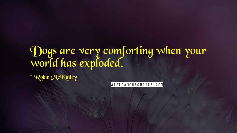 Robin McKinley Quotes: Dogs are very comforting when your world has exploded.