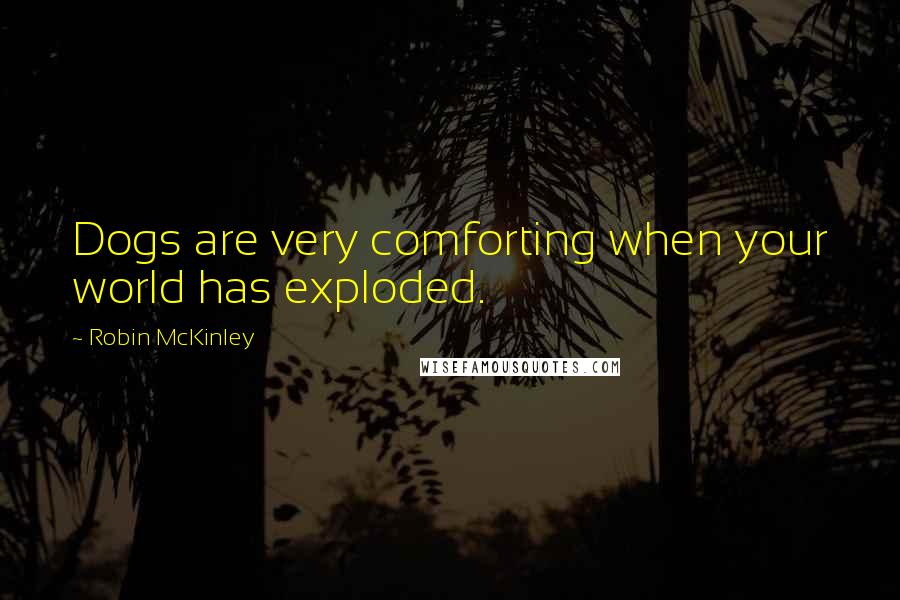Robin McKinley Quotes: Dogs are very comforting when your world has exploded.