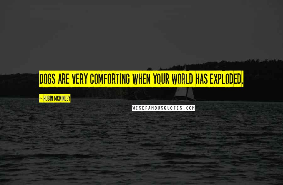 Robin McKinley Quotes: Dogs are very comforting when your world has exploded.