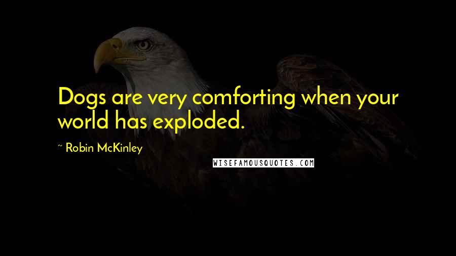 Robin McKinley Quotes: Dogs are very comforting when your world has exploded.