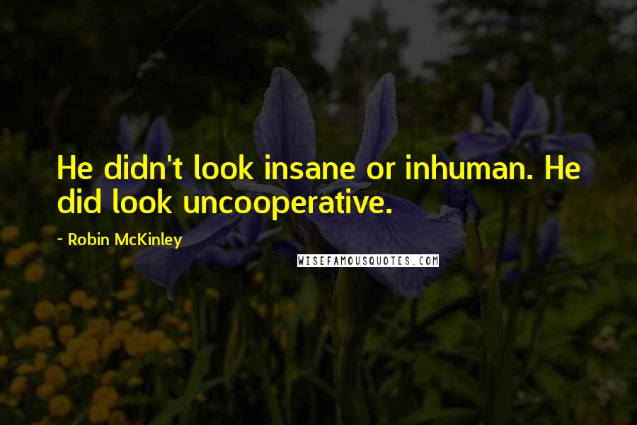 Robin McKinley Quotes: He didn't look insane or inhuman. He did look uncooperative.