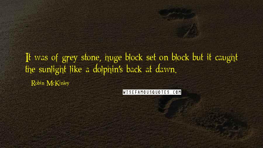 Robin McKinley Quotes: It was of grey stone, huge block set on block;but it caught the sunlight like a dolphin's back at dawn.