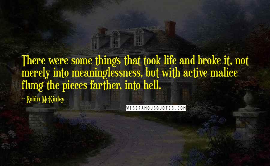 Robin McKinley Quotes: There were some things that took life and broke it, not merely into meaninglessness, but with active malice flung the pieces farther, into hell.