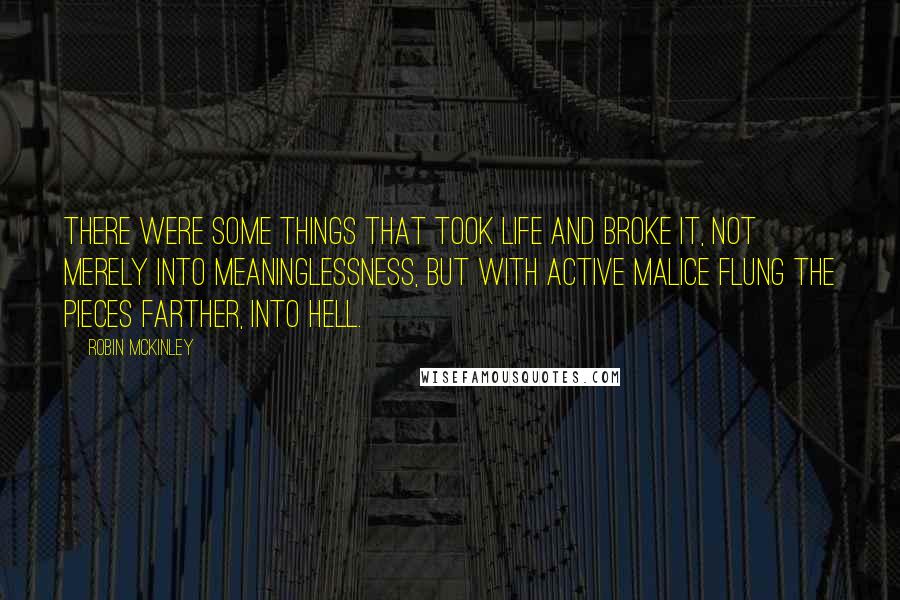 Robin McKinley Quotes: There were some things that took life and broke it, not merely into meaninglessness, but with active malice flung the pieces farther, into hell.