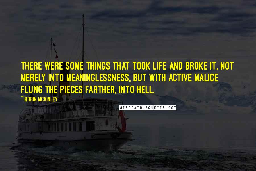 Robin McKinley Quotes: There were some things that took life and broke it, not merely into meaninglessness, but with active malice flung the pieces farther, into hell.