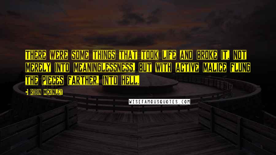Robin McKinley Quotes: There were some things that took life and broke it, not merely into meaninglessness, but with active malice flung the pieces farther, into hell.