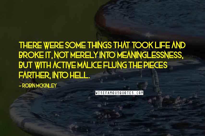 Robin McKinley Quotes: There were some things that took life and broke it, not merely into meaninglessness, but with active malice flung the pieces farther, into hell.