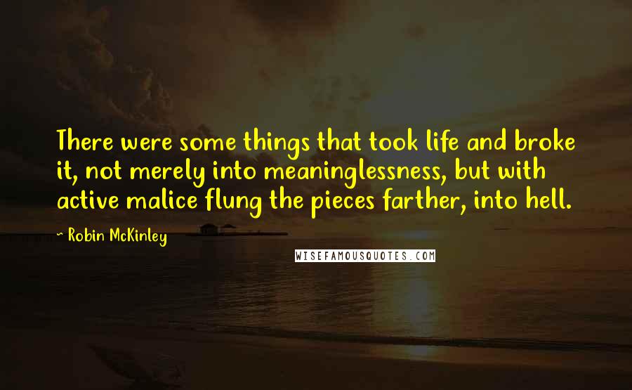 Robin McKinley Quotes: There were some things that took life and broke it, not merely into meaninglessness, but with active malice flung the pieces farther, into hell.