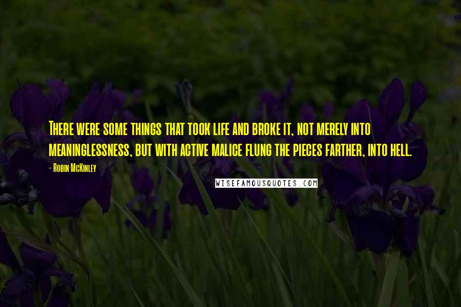Robin McKinley Quotes: There were some things that took life and broke it, not merely into meaninglessness, but with active malice flung the pieces farther, into hell.