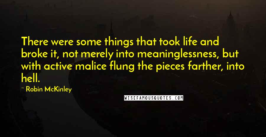 Robin McKinley Quotes: There were some things that took life and broke it, not merely into meaninglessness, but with active malice flung the pieces farther, into hell.