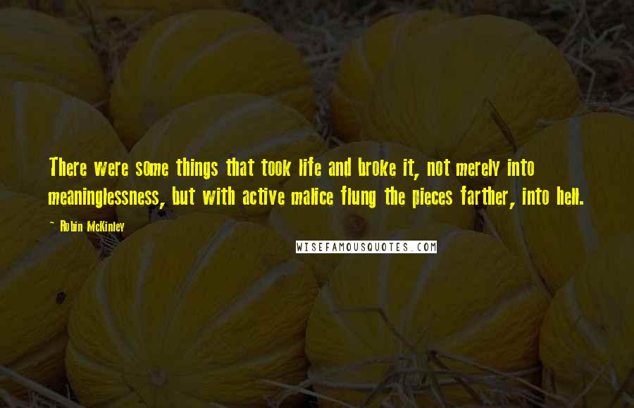 Robin McKinley Quotes: There were some things that took life and broke it, not merely into meaninglessness, but with active malice flung the pieces farther, into hell.