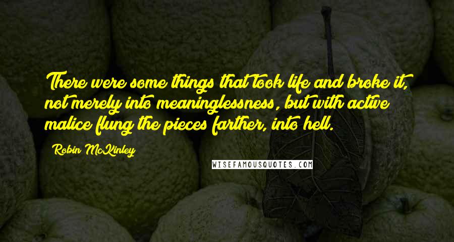 Robin McKinley Quotes: There were some things that took life and broke it, not merely into meaninglessness, but with active malice flung the pieces farther, into hell.