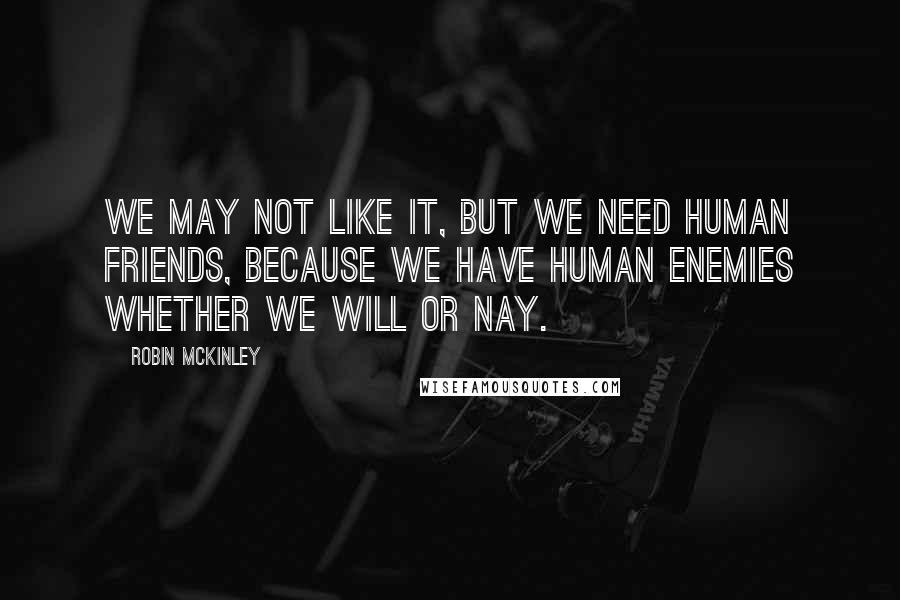 Robin McKinley Quotes: We may not like it, but we need human friends, because we have human enemies whether we will or nay.