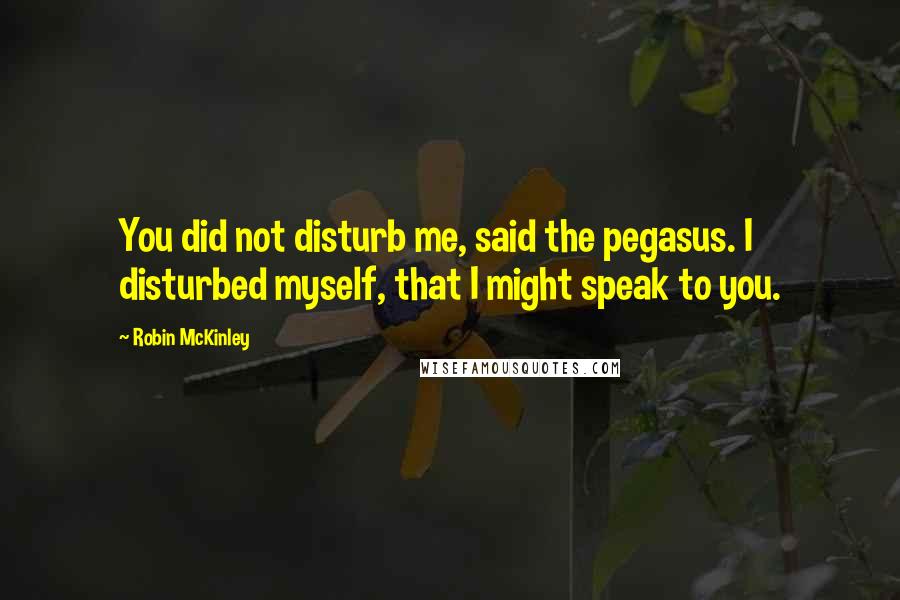 Robin McKinley Quotes: You did not disturb me, said the pegasus. I disturbed myself, that I might speak to you.