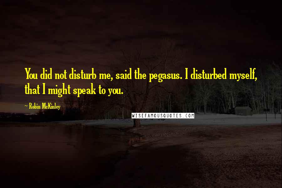 Robin McKinley Quotes: You did not disturb me, said the pegasus. I disturbed myself, that I might speak to you.