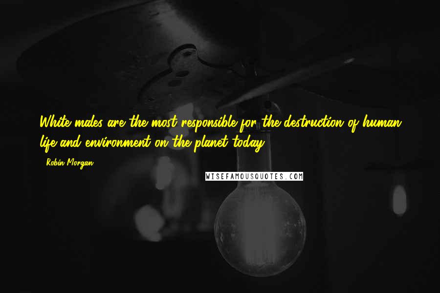 Robin Morgan Quotes: White males are the most responsible for the destruction of human life and environment on the planet today.