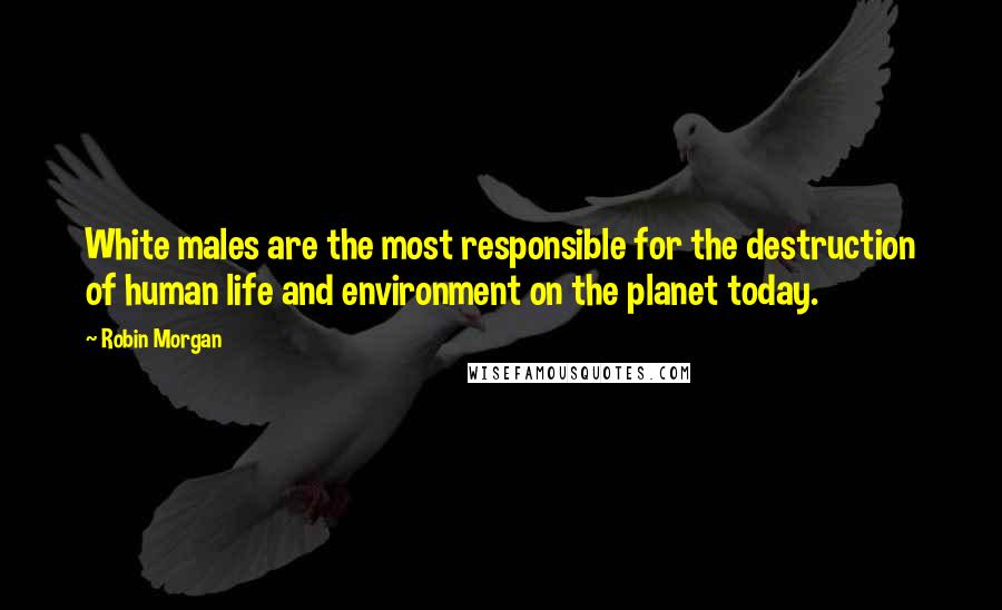 Robin Morgan Quotes: White males are the most responsible for the destruction of human life and environment on the planet today.