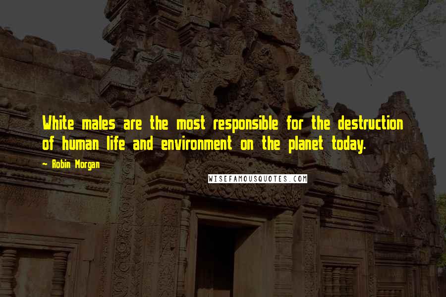 Robin Morgan Quotes: White males are the most responsible for the destruction of human life and environment on the planet today.