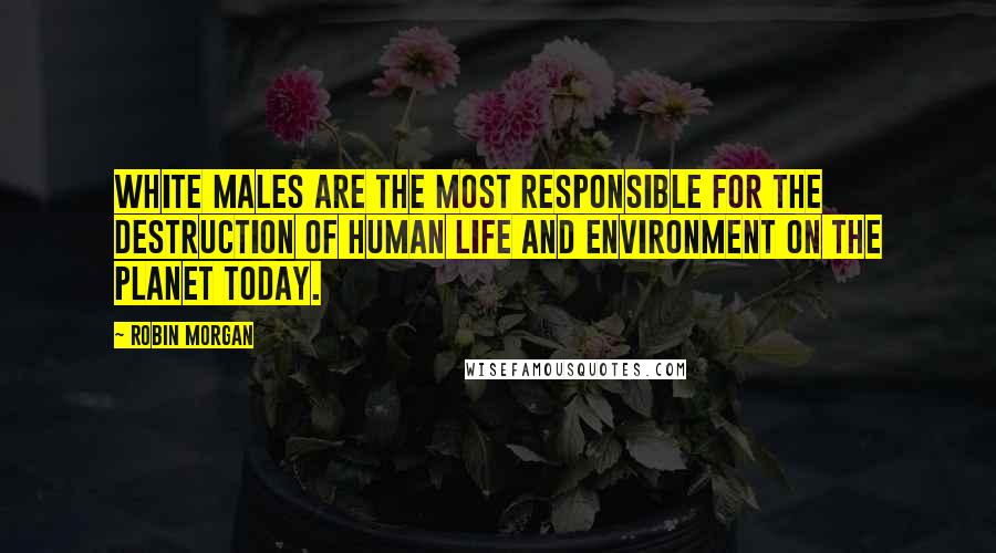 Robin Morgan Quotes: White males are the most responsible for the destruction of human life and environment on the planet today.