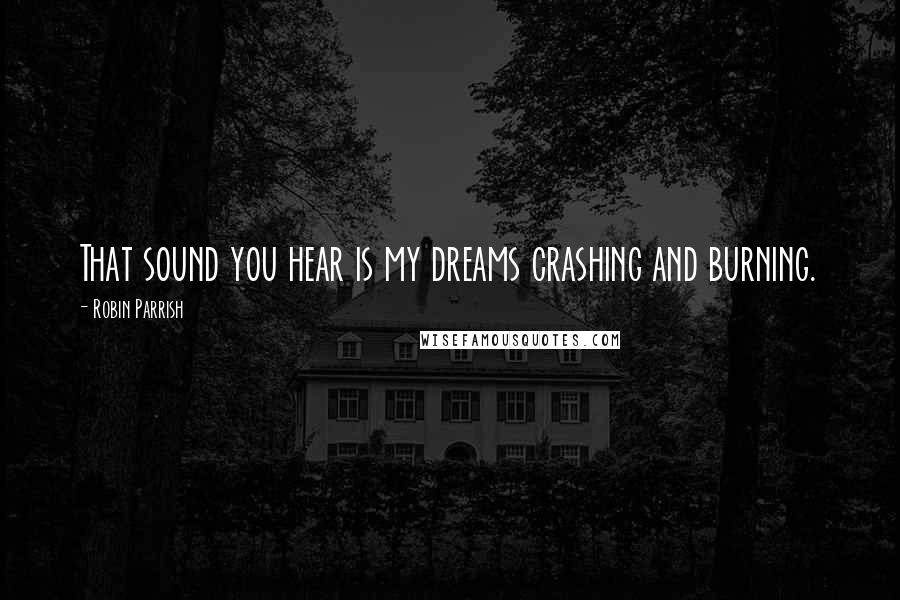 Robin Parrish Quotes: That sound you hear is my dreams crashing and burning.