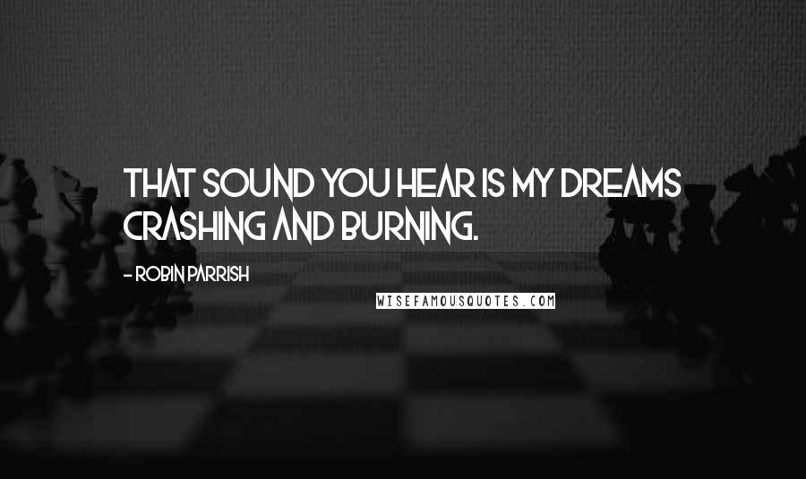 Robin Parrish Quotes: That sound you hear is my dreams crashing and burning.