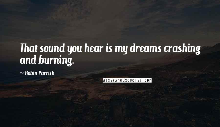 Robin Parrish Quotes: That sound you hear is my dreams crashing and burning.