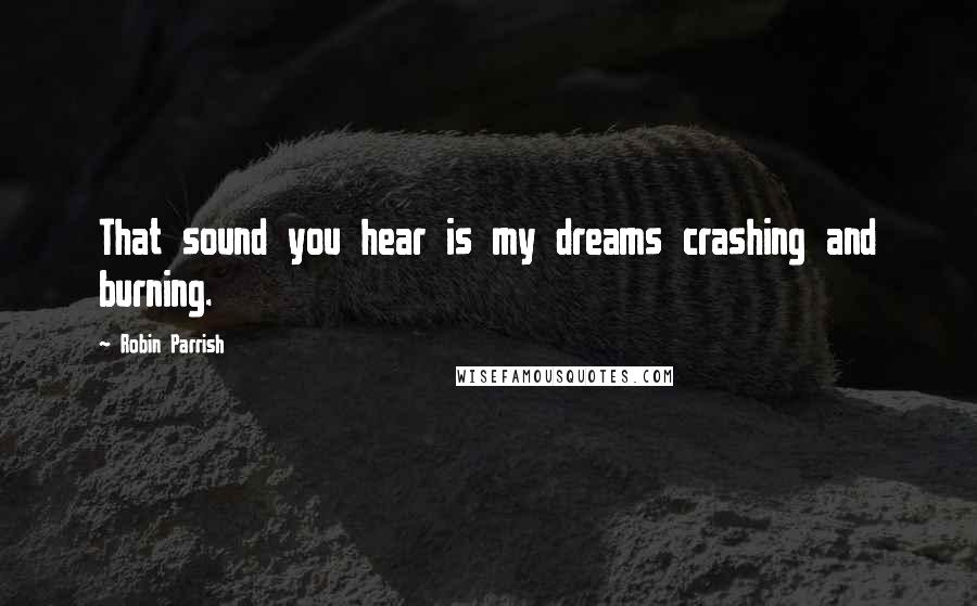 Robin Parrish Quotes: That sound you hear is my dreams crashing and burning.