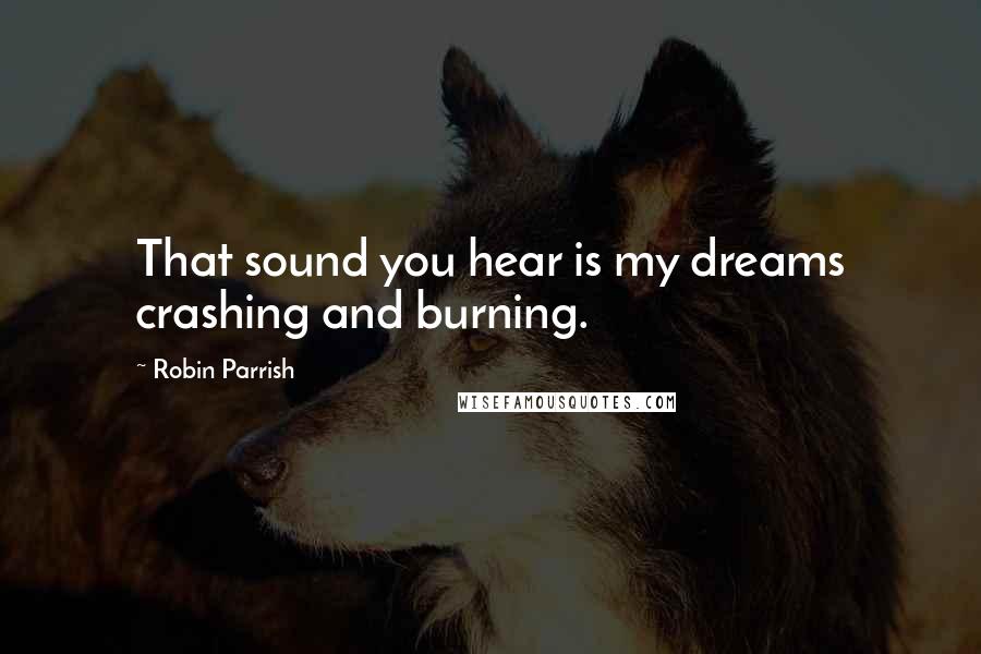 Robin Parrish Quotes: That sound you hear is my dreams crashing and burning.