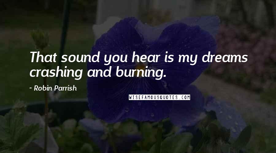 Robin Parrish Quotes: That sound you hear is my dreams crashing and burning.