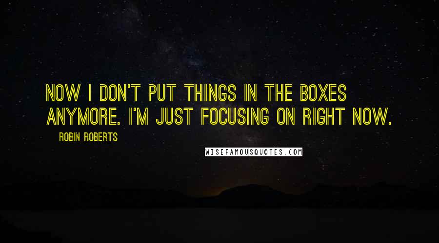 Robin Roberts Quotes: Now I don't put things in the boxes anymore. I'm just focusing on right now.