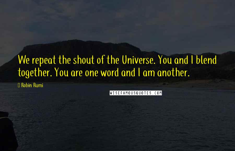 Robin Rumi Quotes: We repeat the shout of the Universe. You and I blend together. You are one word and I am another.