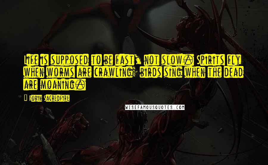 Robin Sacredfire Quotes: Life is supposed to be fast, not slow. Spirits fly when worms are crawling; birds sing when the dead are moaning.