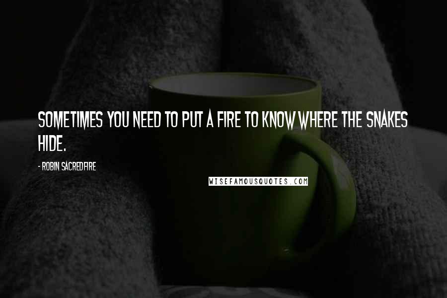 Robin Sacredfire Quotes: Sometimes you need to put a fire to know where the snakes hide.