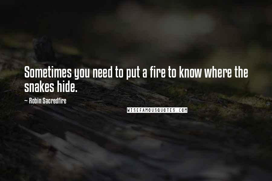 Robin Sacredfire Quotes: Sometimes you need to put a fire to know where the snakes hide.