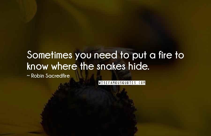 Robin Sacredfire Quotes: Sometimes you need to put a fire to know where the snakes hide.