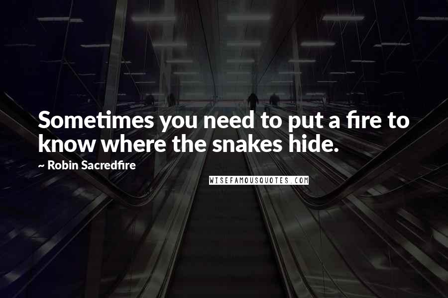 Robin Sacredfire Quotes: Sometimes you need to put a fire to know where the snakes hide.