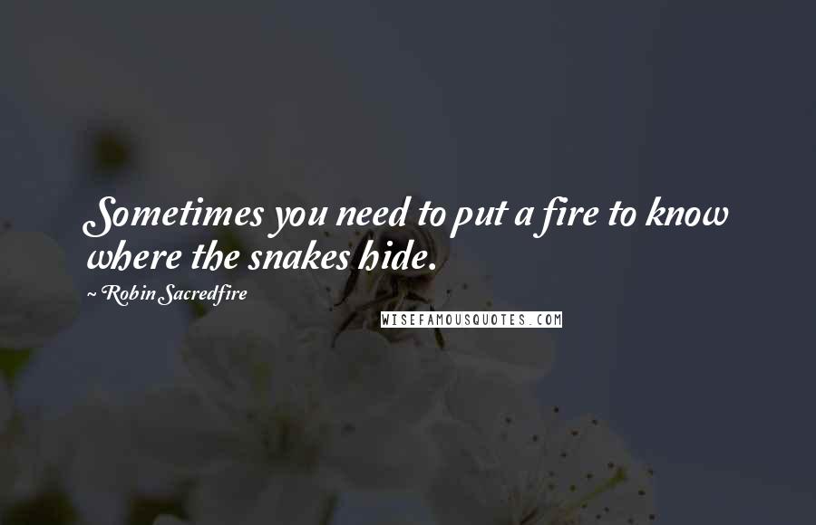 Robin Sacredfire Quotes: Sometimes you need to put a fire to know where the snakes hide.