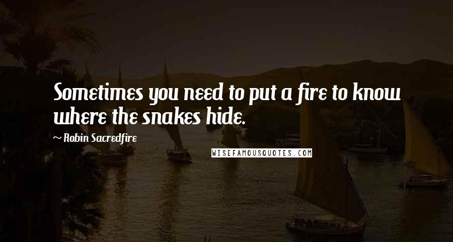 Robin Sacredfire Quotes: Sometimes you need to put a fire to know where the snakes hide.