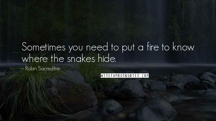 Robin Sacredfire Quotes: Sometimes you need to put a fire to know where the snakes hide.