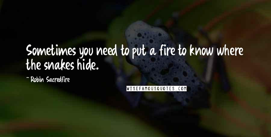 Robin Sacredfire Quotes: Sometimes you need to put a fire to know where the snakes hide.