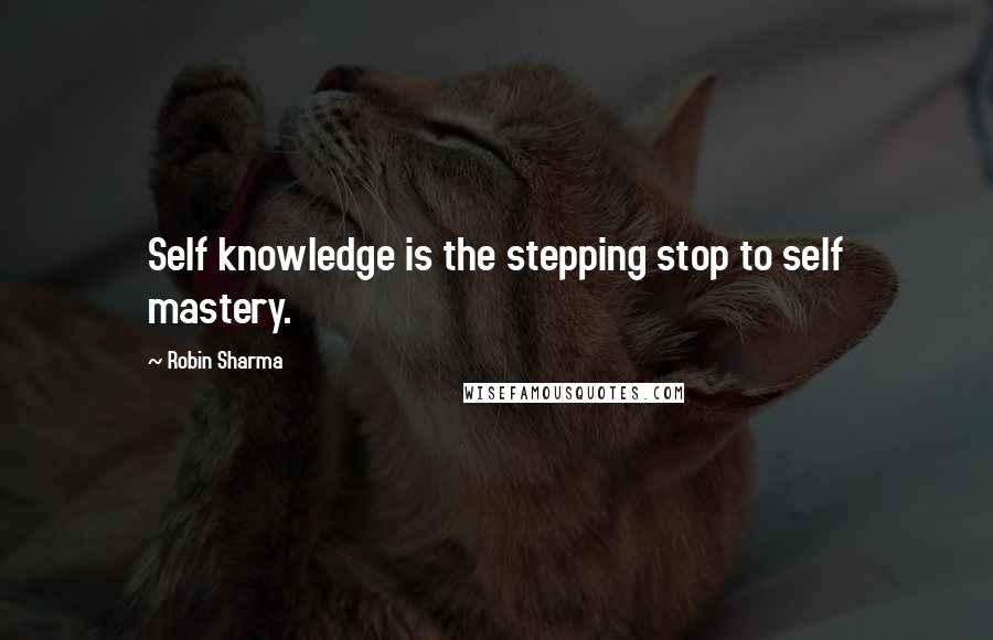 Robin Sharma Quotes: Self knowledge is the stepping stop to self mastery.