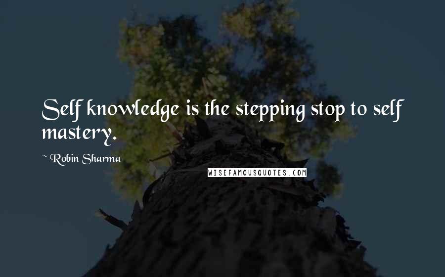 Robin Sharma Quotes: Self knowledge is the stepping stop to self mastery.