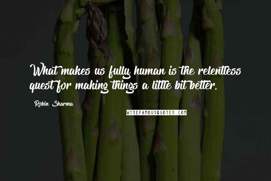 Robin Sharma Quotes: What makes us fully human is the relentless quest for making things a little bit better.