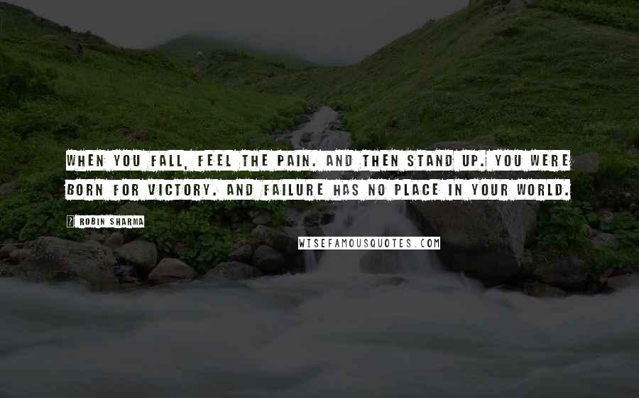 Robin Sharma Quotes: When you fall, feel the pain. And then stand up. You were born for victory. And failure has no place in your world.