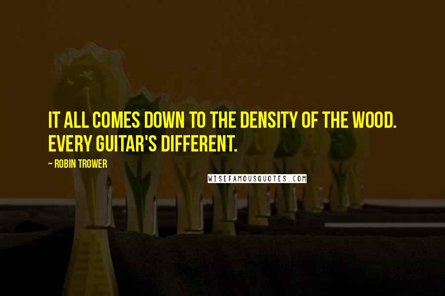 Robin Trower Quotes: It all comes down to the density of the wood. Every guitar's different.