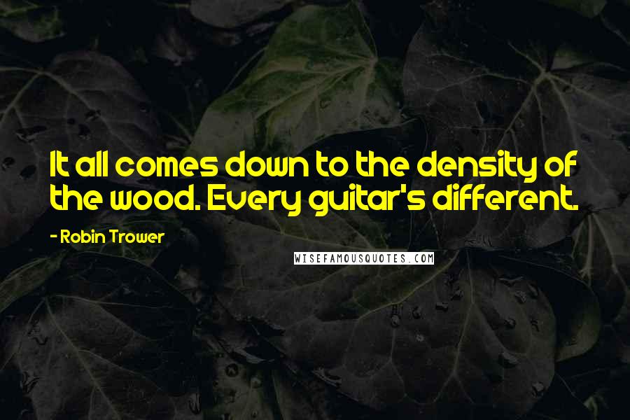 Robin Trower Quotes: It all comes down to the density of the wood. Every guitar's different.