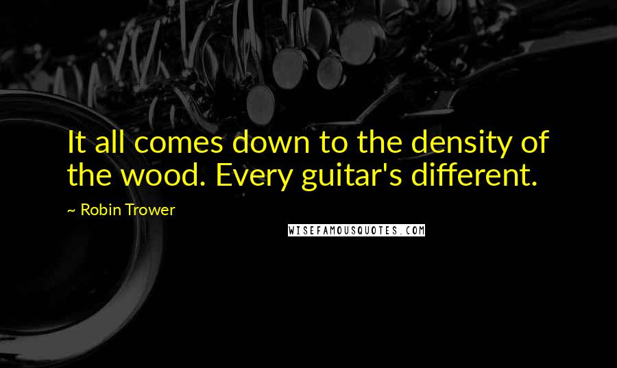 Robin Trower Quotes: It all comes down to the density of the wood. Every guitar's different.