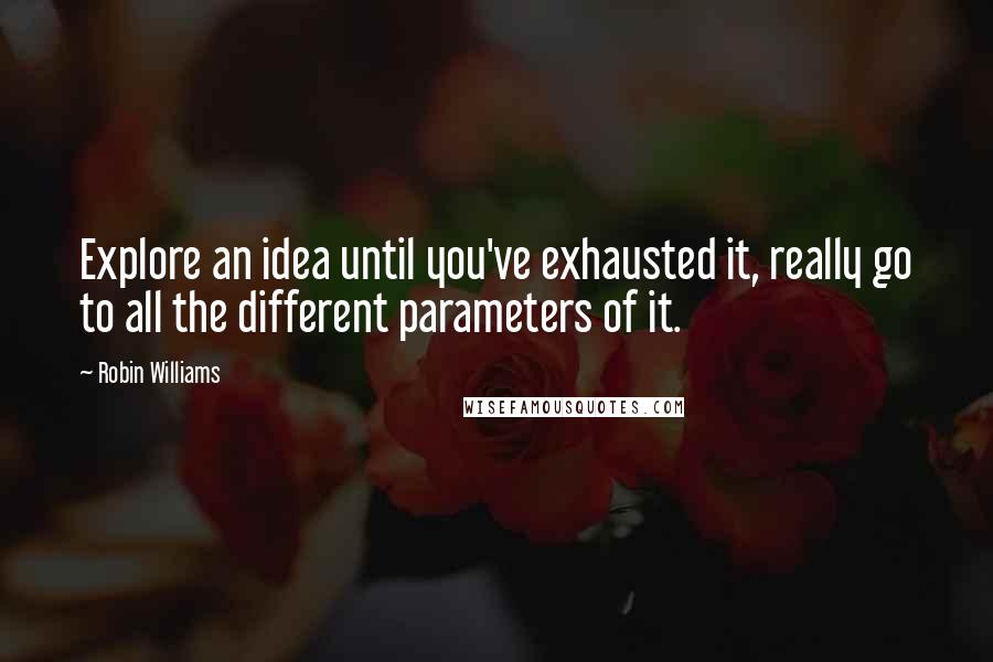 Robin Williams Quotes: Explore an idea until you've exhausted it, really go to all the different parameters of it.