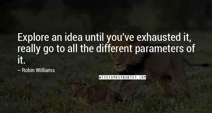 Robin Williams Quotes: Explore an idea until you've exhausted it, really go to all the different parameters of it.